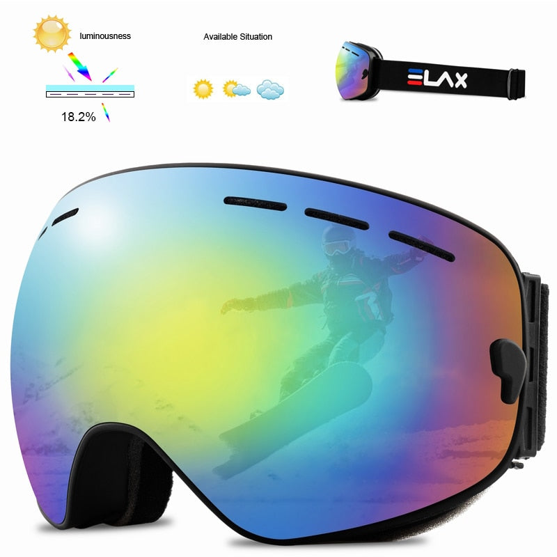 SKI Snow Goggles Double Layers Polycarbonate Anti-Fog