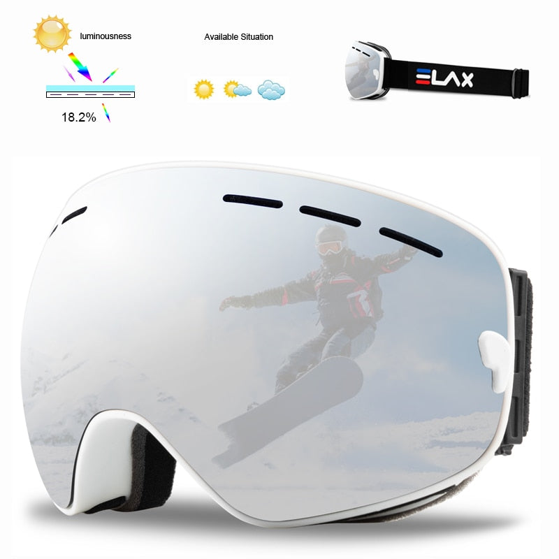 SKI Snow Goggles Double Layers Polycarbonate Anti-Fog