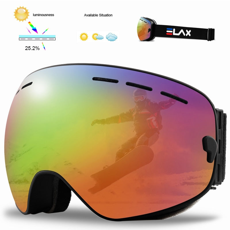 SKI Snow Goggles Double Layers Polycarbonate Anti-Fog