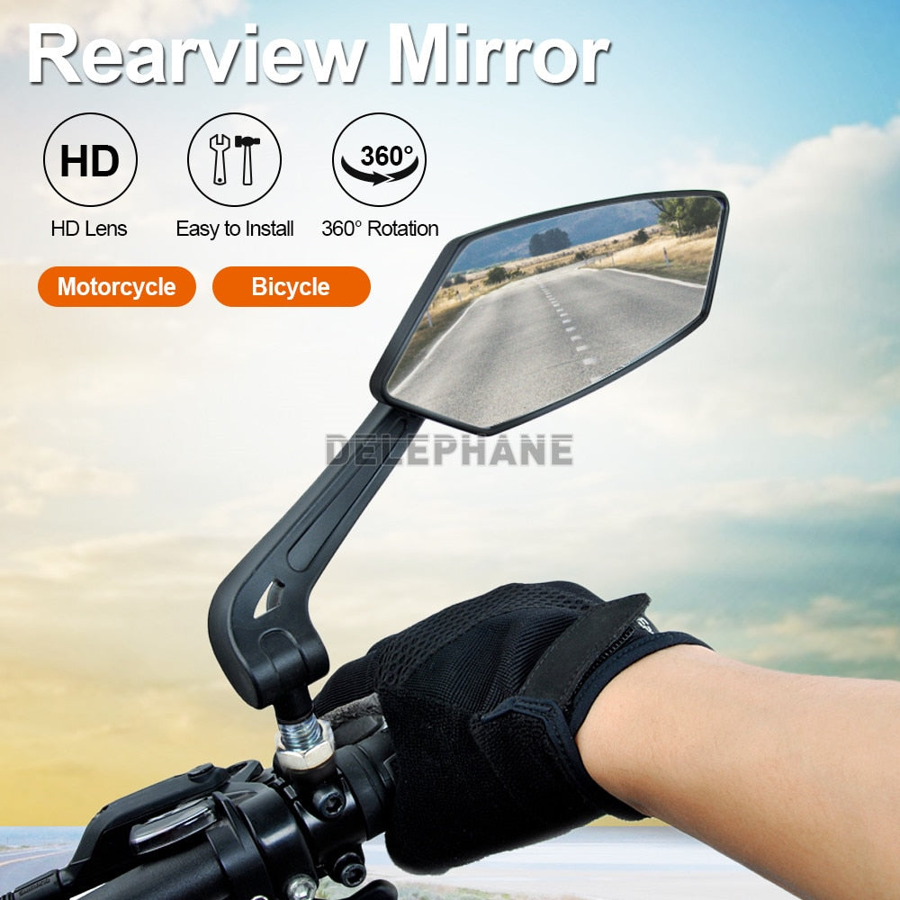 Bike Rear View Mirror Reflector Adjustable Rotatable Handlebar Mirror