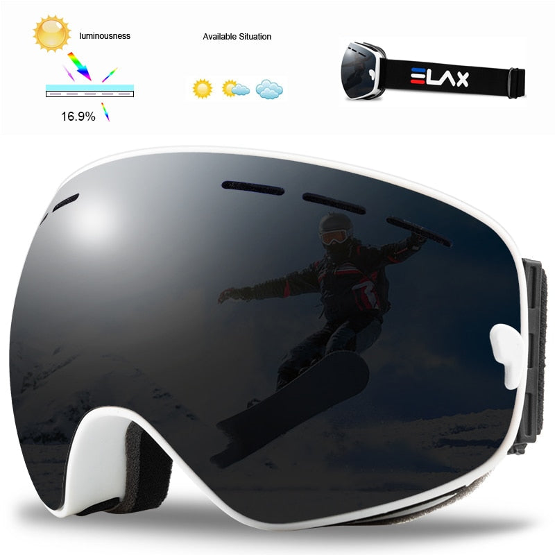 SKI Snow Goggles Double Layers Polycarbonate Anti-Fog