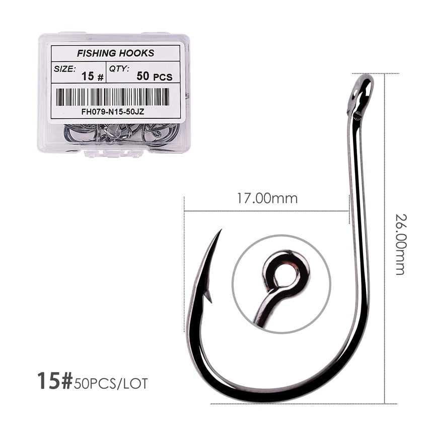 Fishing Hooks Carbon Steel Barbed, Size 2-22# 50 pcs / 20pcs