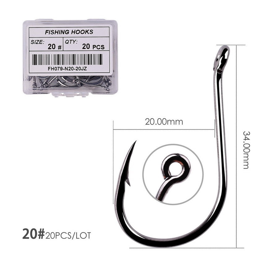 Fishing Hooks Carbon Steel Barbed, Size 2-22# 50 pcs / 20pcs