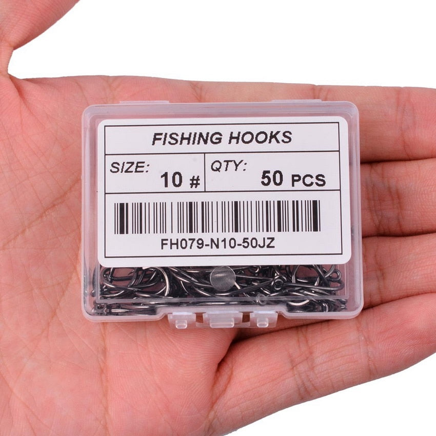 Fishing Hooks Carbon Steel Barbed, Size 2-22# 50 pcs / 20pcs