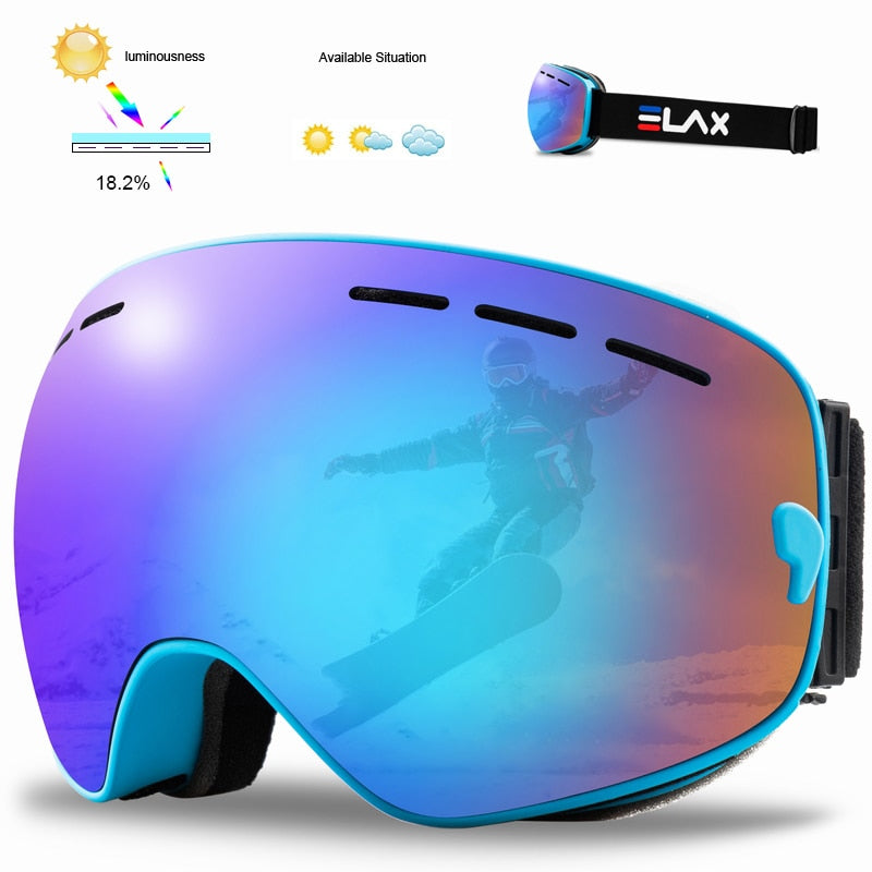 SKI Snow Goggles Double Layers Polycarbonate Anti-Fog