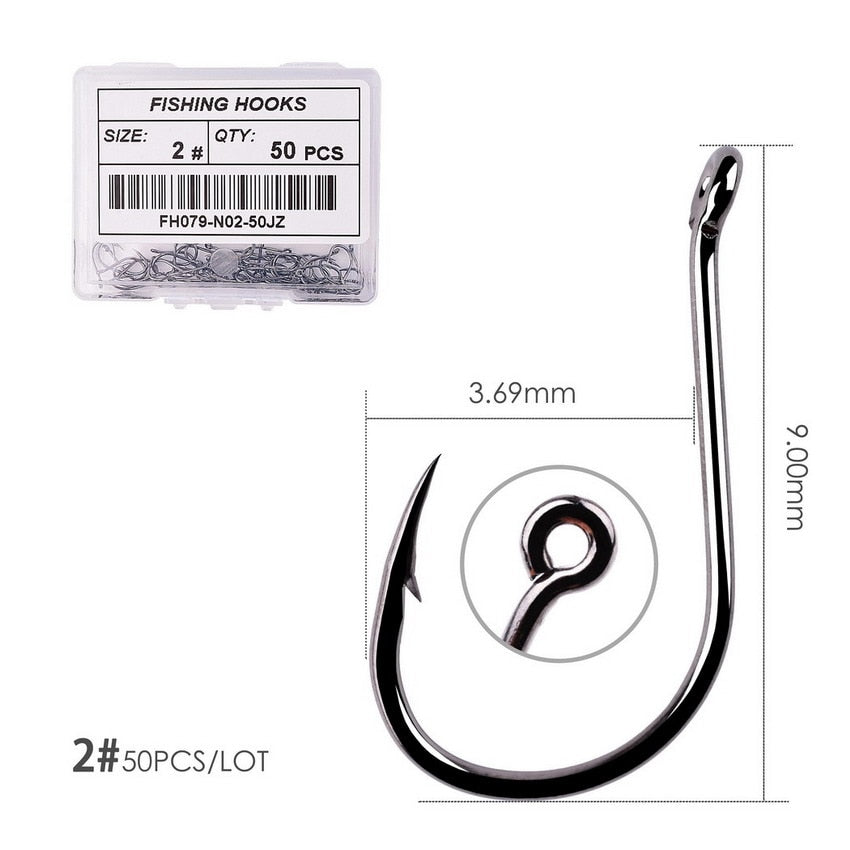 Fishing Hooks Carbon Steel Barbed, Size 2-22# 50 pcs / 20pcs