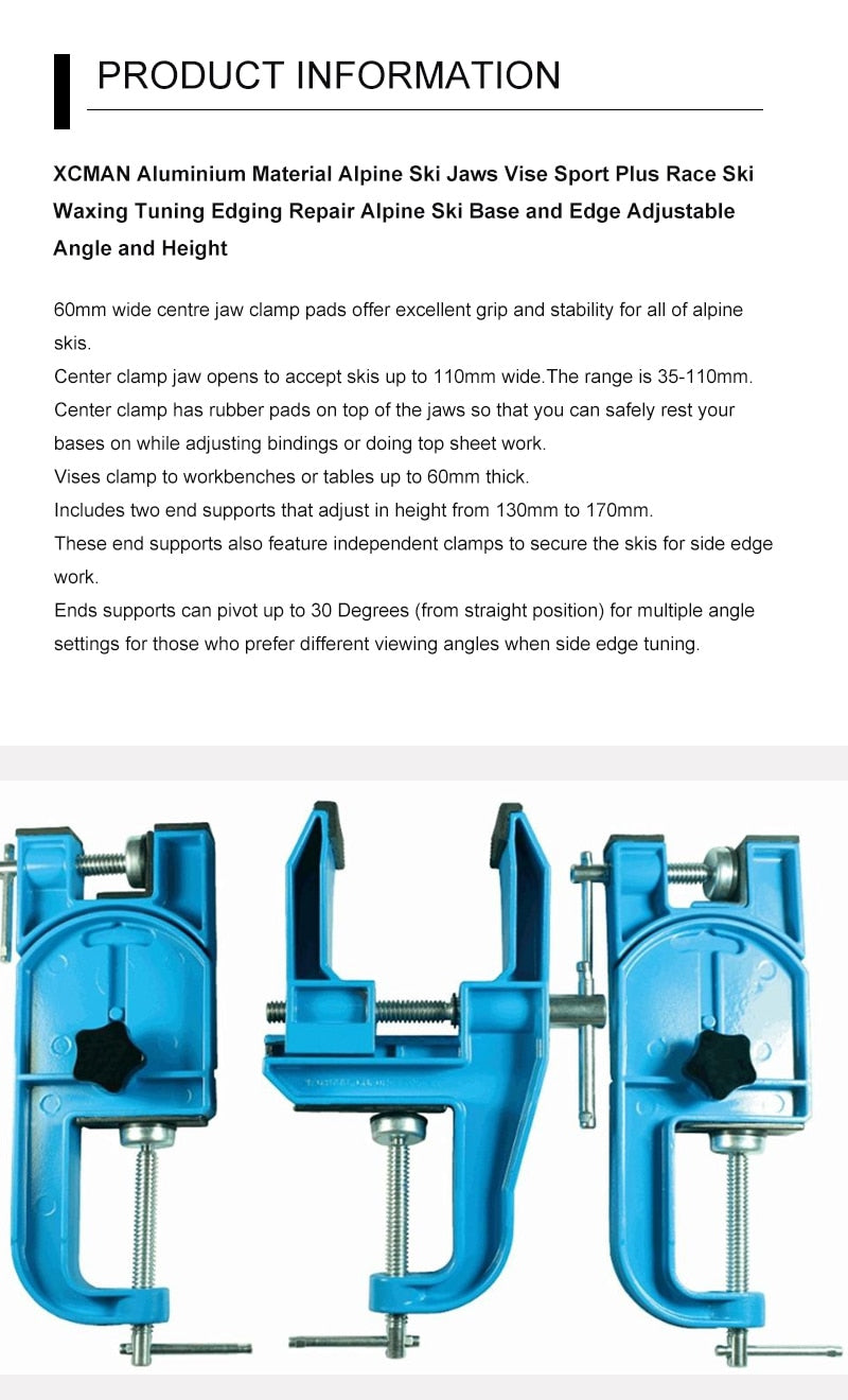 Alpine Ski Tuning Jaws Edging for Repair and Waxing