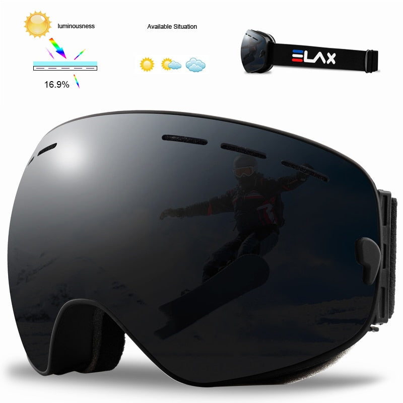 SKI Snow Goggles Double Layers Polycarbonate Anti-Fog