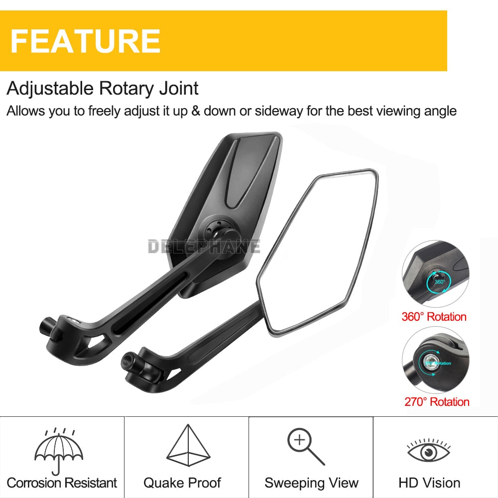 Bike Rear View Mirror Reflector Adjustable Rotatable Handlebar Mirror