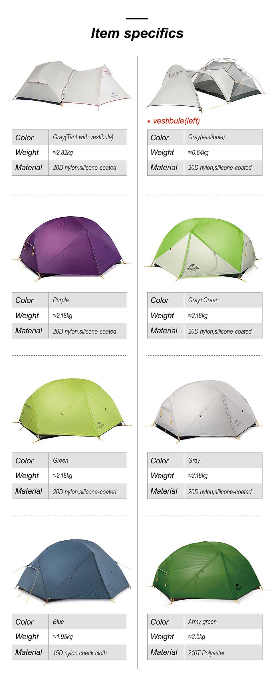 TENT "NATUREHIKE" Mongar Double Layer Waterproof Tent