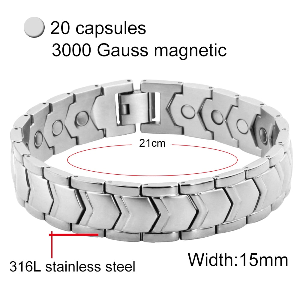 Magnetic Stainless Steel Bracelet Bio Therapy Energy Jewelry