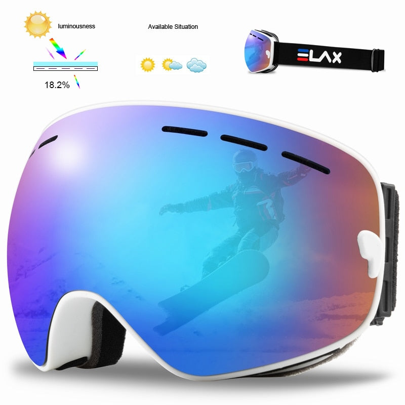 SKI Snow Goggles Double Layers Polycarbonate Anti-Fog