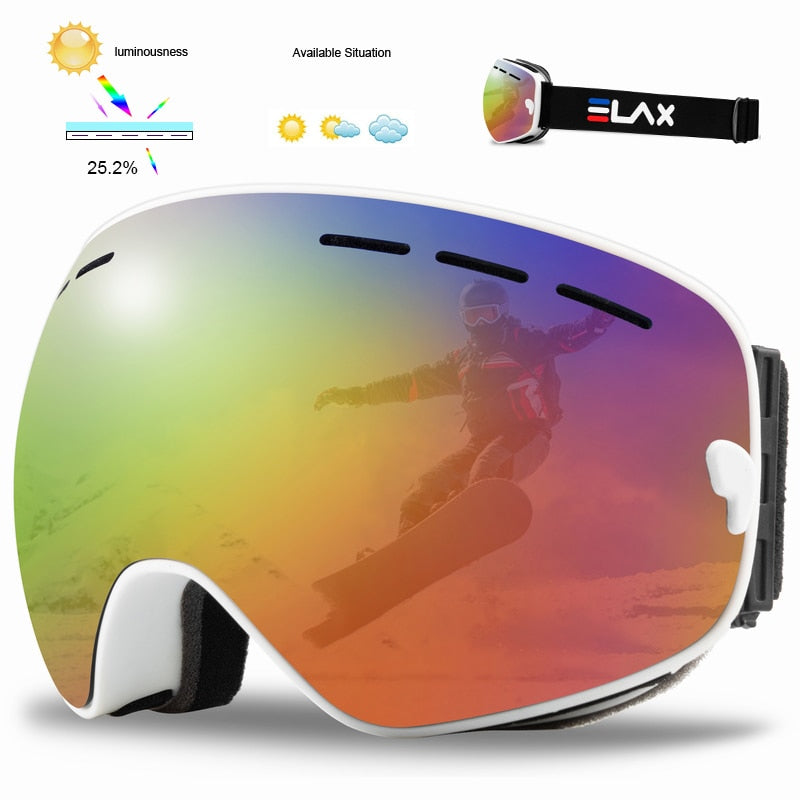 SKI Snow Goggles Double Layers Polycarbonate Anti-Fog