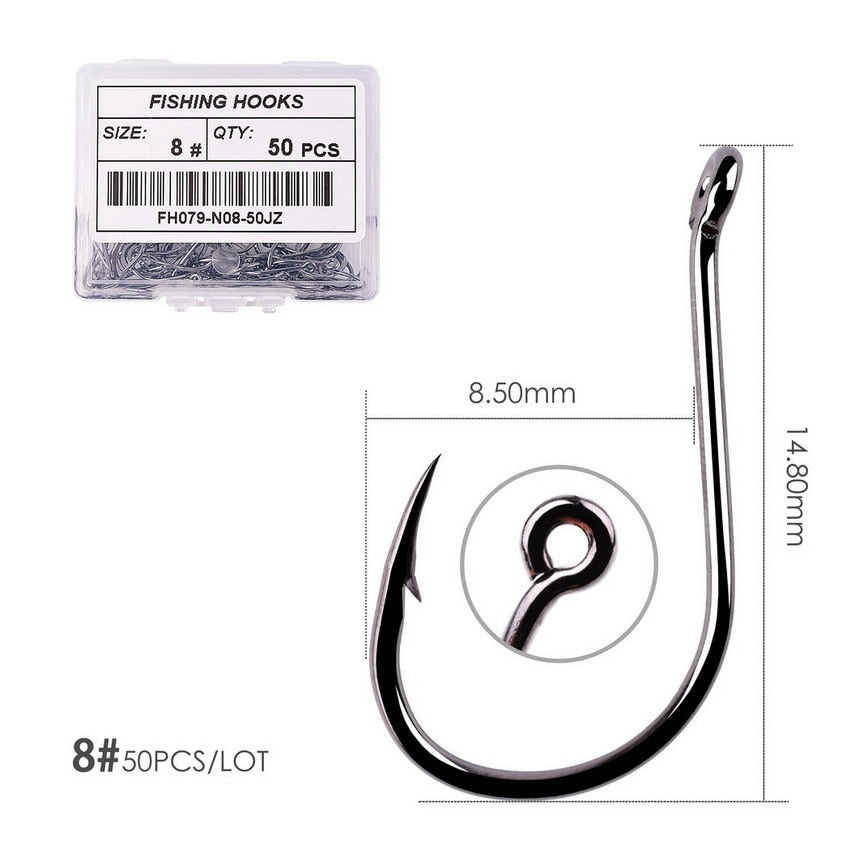 Fishing Hooks Carbon Steel Barbed, Size 2-22# 50 pcs / 20pcs