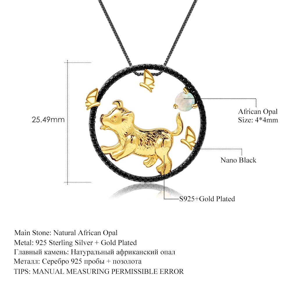 Chinese Zodiac Necklace Jewelry For Women Natural African Opal Gemstone Pendant