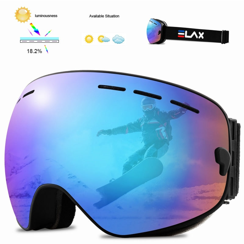 SKI Snow Goggles Double Layers Polycarbonate Anti-Fog