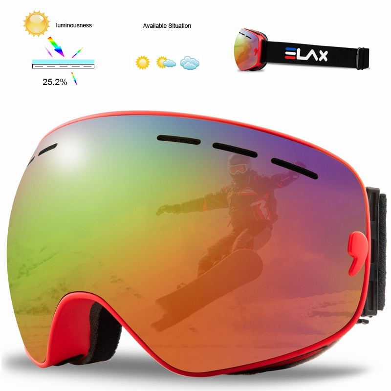 SKI Snow Goggles Double Layers Polycarbonate Anti-Fog