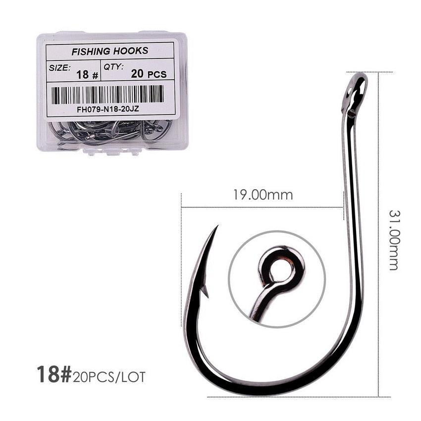 Fishing Hooks Carbon Steel Barbed, Size 2-22# 50 pcs / 20pcs