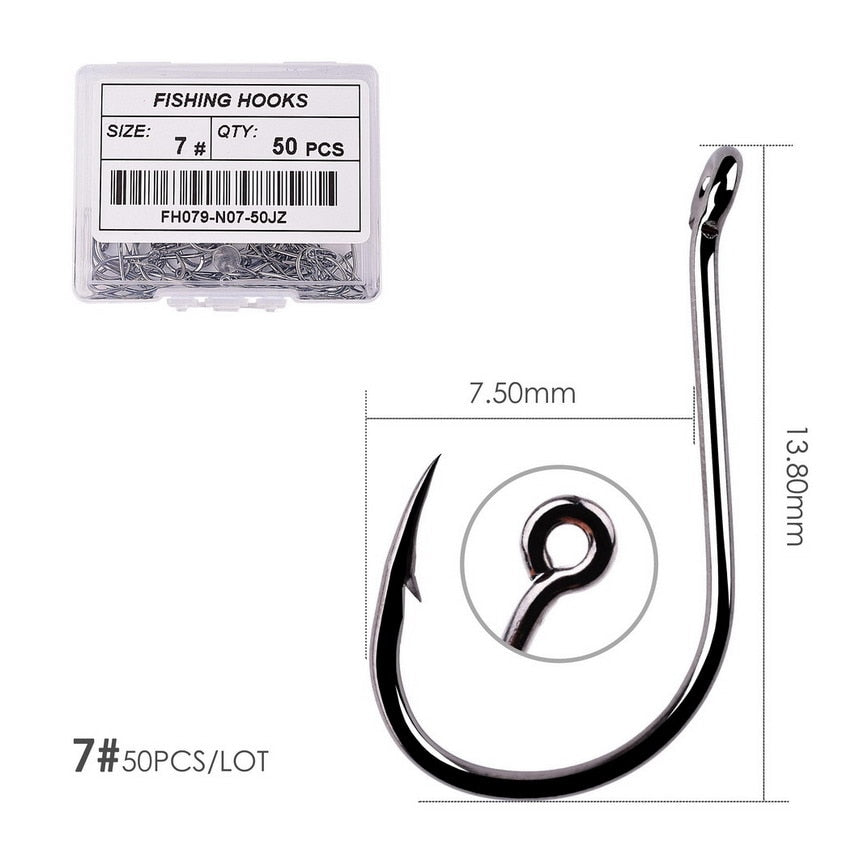 Fishing Hooks Carbon Steel Barbed, Size 2-22# 50 pcs / 20pcs