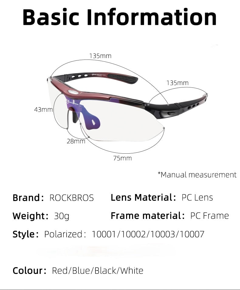 SUNGLASS "ROCKBROS" Polarized Cycling Sunglass lenses