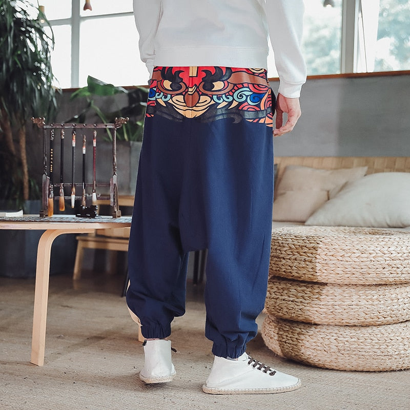 Men Streetwear Pants Printed Loose Leg Trousers