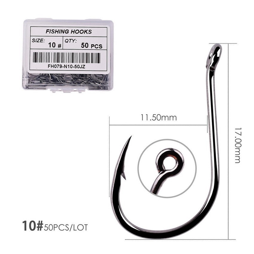 Fishing Hooks Carbon Steel Barbed, Size 2-22# 50 pcs / 20pcs