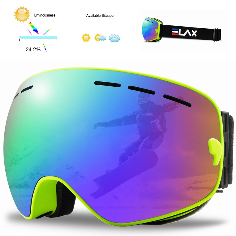 SKI Snow Goggles Double Layers Polycarbonate Anti-Fog