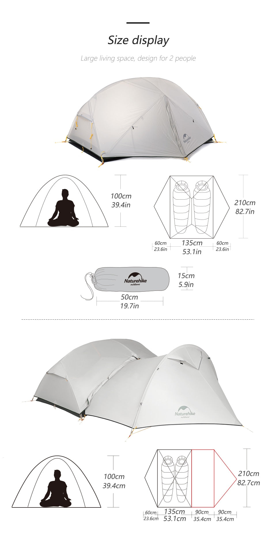 TENT "NATUREHIKE" Mongar Double Layer Waterproof Tent