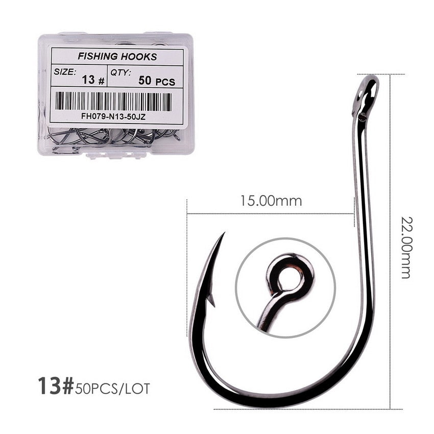 Fishing Hooks Carbon Steel Barbed, Size 2-22# 50 pcs / 20pcs