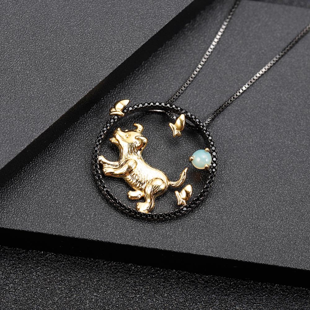 Chinese Zodiac Necklace Jewelry For Women Natural African Opal Gemstone Pendant