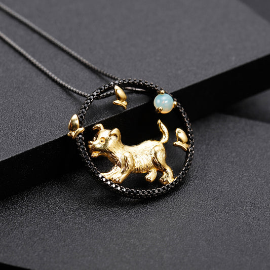 Chinese Zodiac Necklace Jewelry For Women Natural African Opal Gemstone Pendant