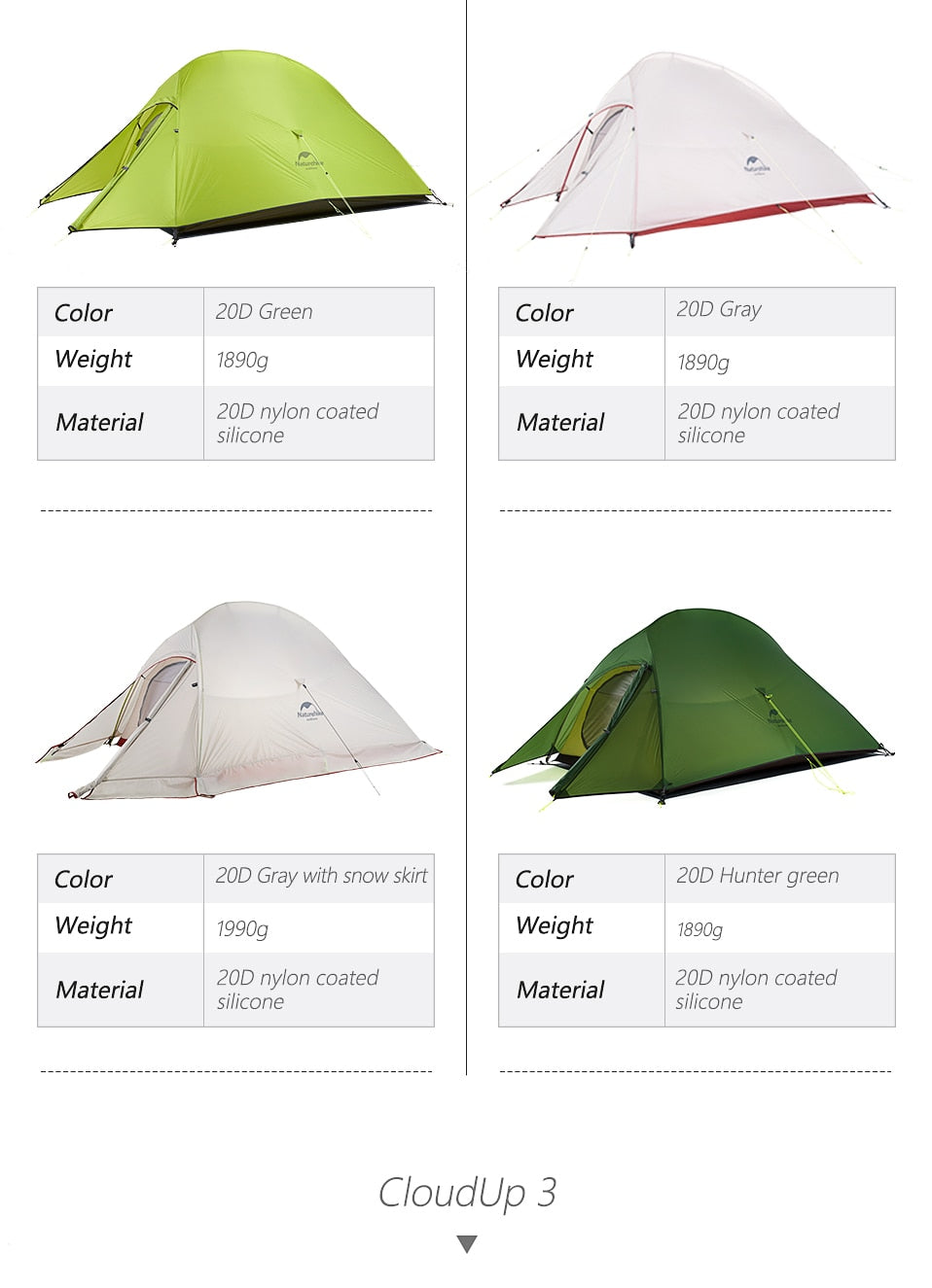 TENT "NATUREHIKE" Ultralight Nylon Camping Tent