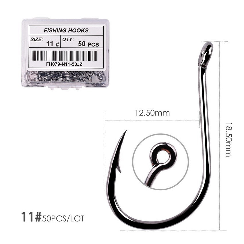 Fishing Hooks Carbon Steel Barbed, Size 2-22# 50 pcs / 20pcs