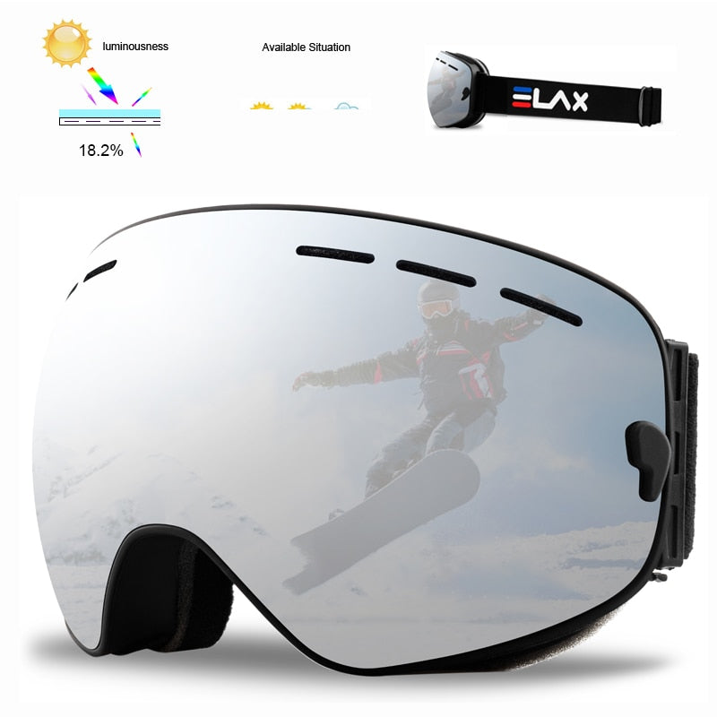 SKI Snow Goggles Double Layers Polycarbonate Anti-Fog