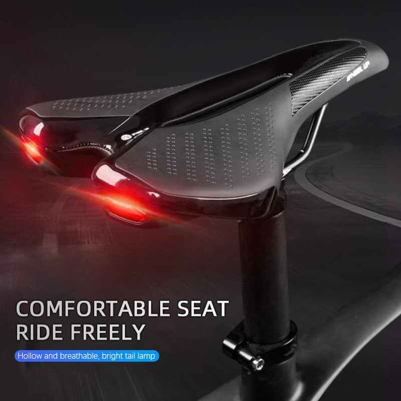 Bicycle Saddle Seat Bike Cushion With Taillight & Shockproof Saddle