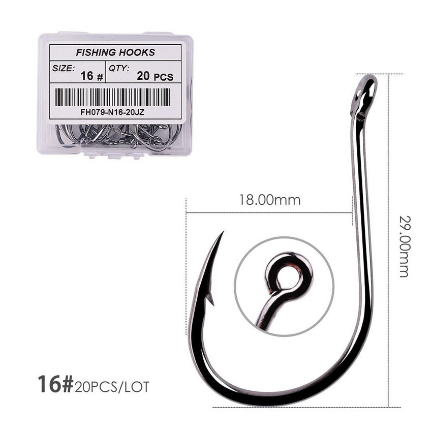 Fishing Hooks Carbon Steel Barbed, Size 2-22# 50 pcs / 20pcs