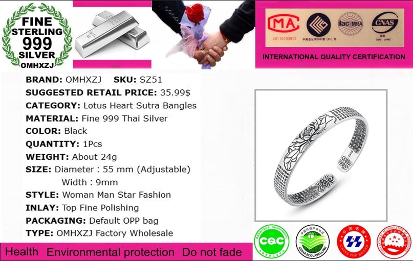 Thai S999 Sterling Silver Plant Decor Bracelet (Wholesale)