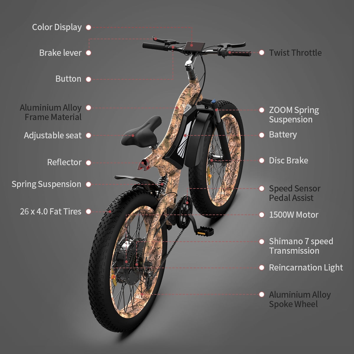 AOSTIRMOTOR ANNACONDA  Electric Mountain/Beach/City Cruiser E-Bike