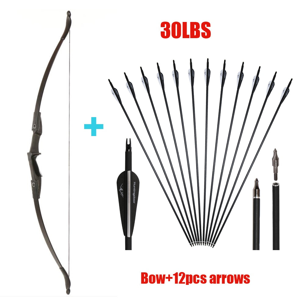 Archery 57 Recurve BLACK Bow Set Left/Right Hand 20-40 Lbs