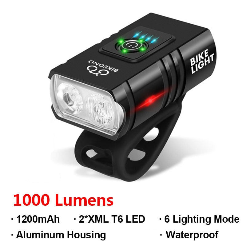 Bicycle Accessories Bike Headlight LED USB Rechargeable Aluminum Alloy Cycling Bike