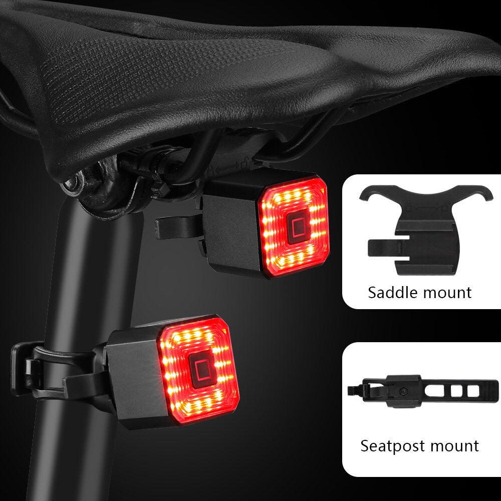 Bicycle Smart Brake Tail Light USB Charging Safety Rear Light