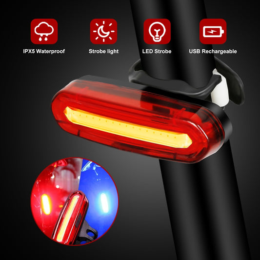 Bicycle Lumen Rear Light USB Rechargeable Waterproof Bike Taillight