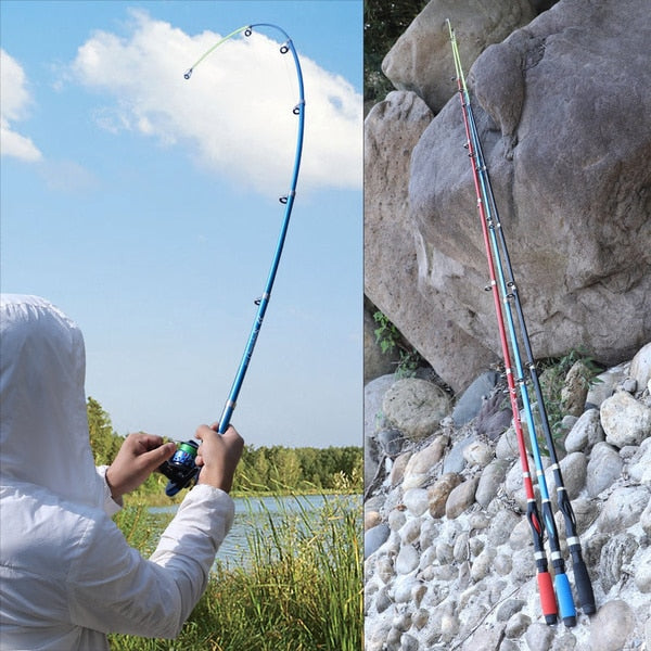 FIBERGLASS Telescopic Fishing Rod with Spinning Reel and Travel Kit