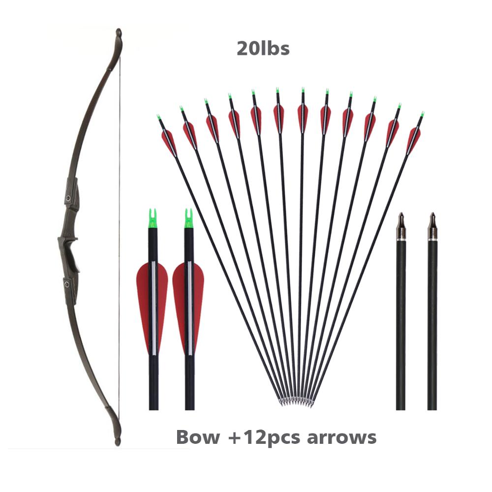 Archery 57 Recurve BLACK Bow Set Left/Right Hand 20-40 Lbs