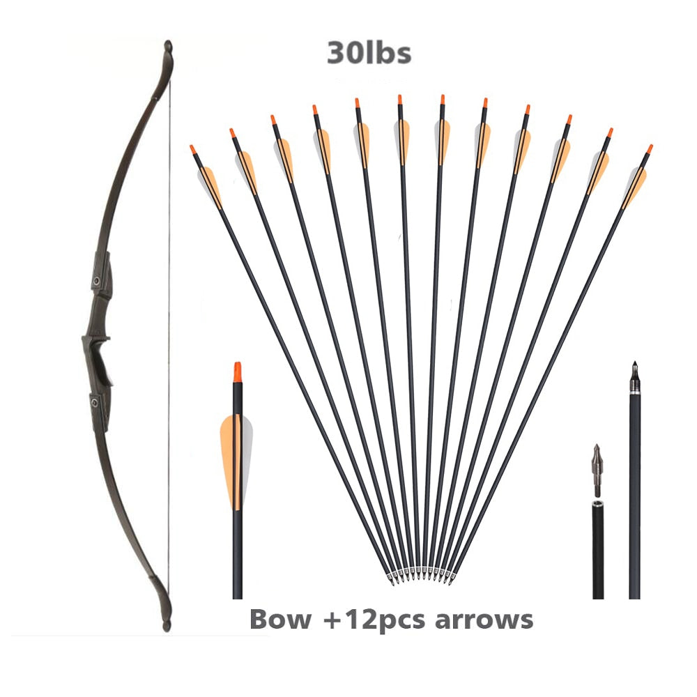 Archery 57 Recurve BLACK Bow Set Left/Right Hand 20-40 Lbs