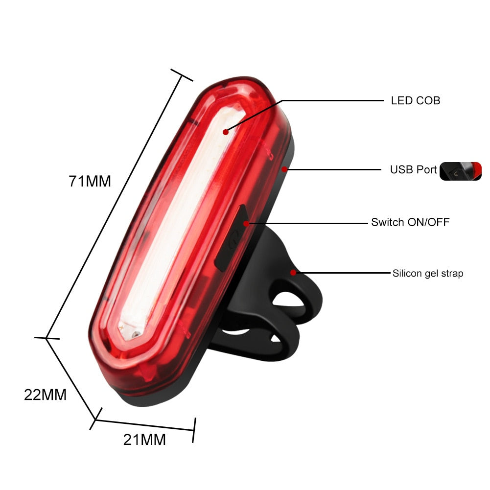 Bicycle Lumen Rear Light USB Rechargeable Waterproof Bike Taillight