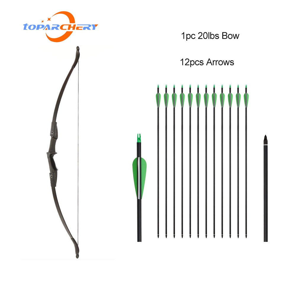 Archery 57 Recurve BLACK Bow Set Left/Right Hand 20-40 Lbs