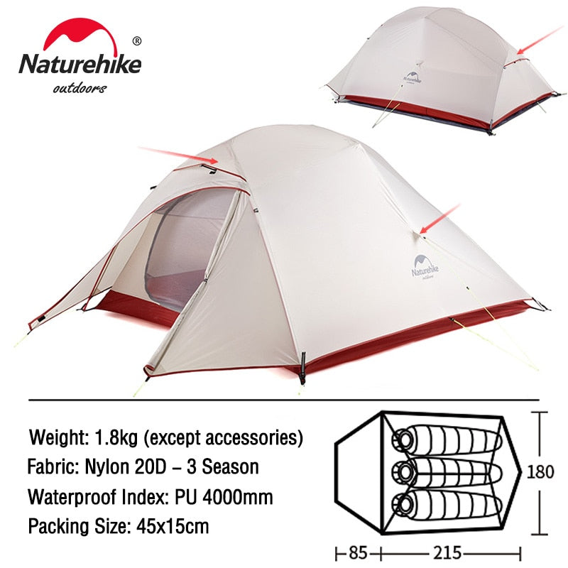 TENT "NATUREHIKE" Ultralight Nylon Camping Tent