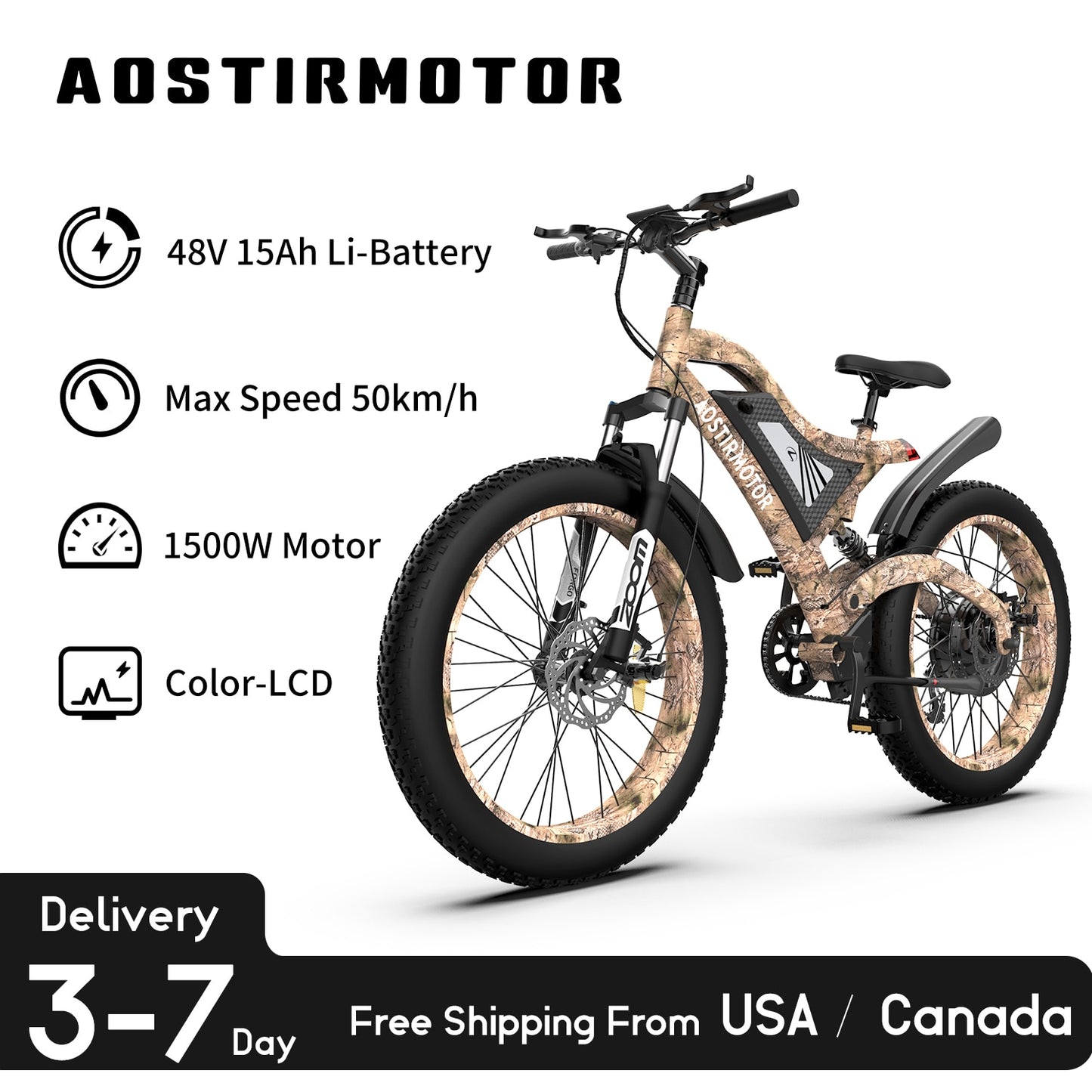 AOSTIRMOTOR ANNACONDA  Electric Mountain/Beach/City Cruiser E-Bike