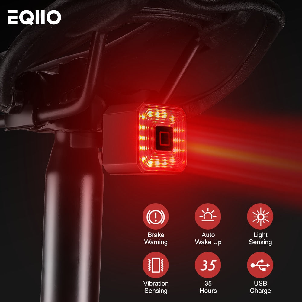 Bicycle Smart Brake Tail Light USB Charging Safety Rear Light